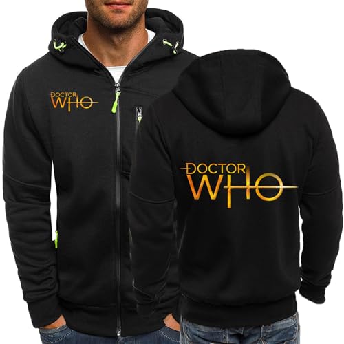 ALEEIK 2024 Neuer Herren-Hoodie für Doctor Who Freizeitjacken Sportliche Oberbekleidung Kapuzenpullover Strickjacken mit Reißverschluss Frühling Herbst Sportbekleidung-Black C||3XL von ALEEIK