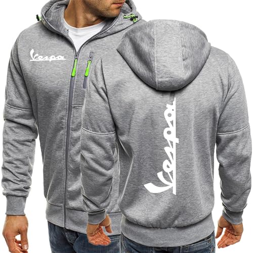 ALEEIK 2024 Neuer Herren-Hoodie für den Service Vespa Pullover mit Reißverschluss Leichte Jacken Lässige Sweatshirts Langarm-Kapuzenpullover Bequemer Pullover-Light Gray A||M von ALEEIK