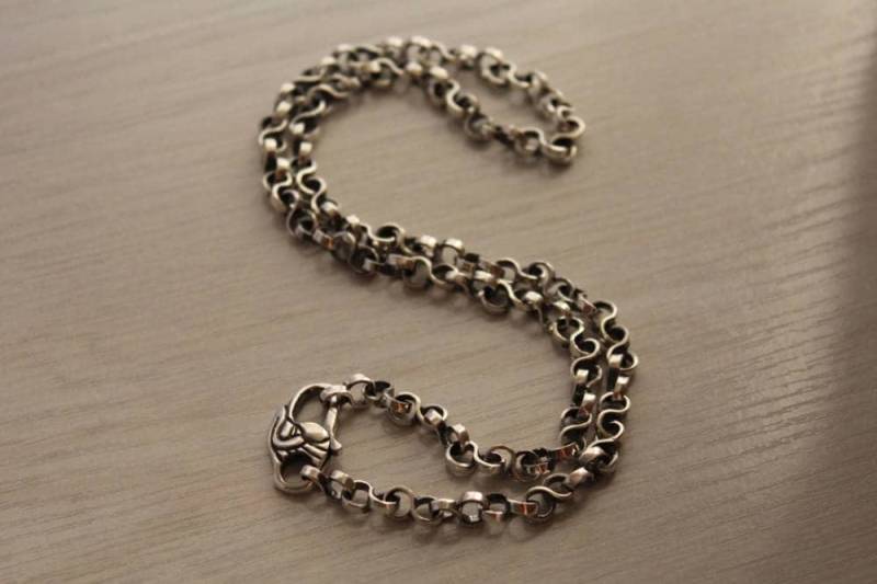 Herren Silberkette, Massive Kette, Handgefertigtes Sterling Silber 925, Coole Gravierte Schließe, Gliederkette, Handwerker Halskette von ALEMARDjewelry