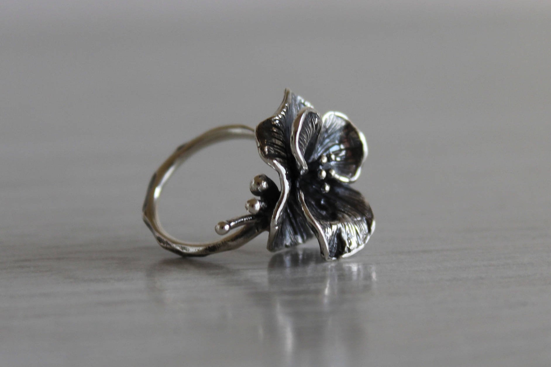 Silberring, Blume Schmuck, Sterling Silber 925 Ring, Ring Frauen, Silberring Natur Design von ALEMARDjewelry