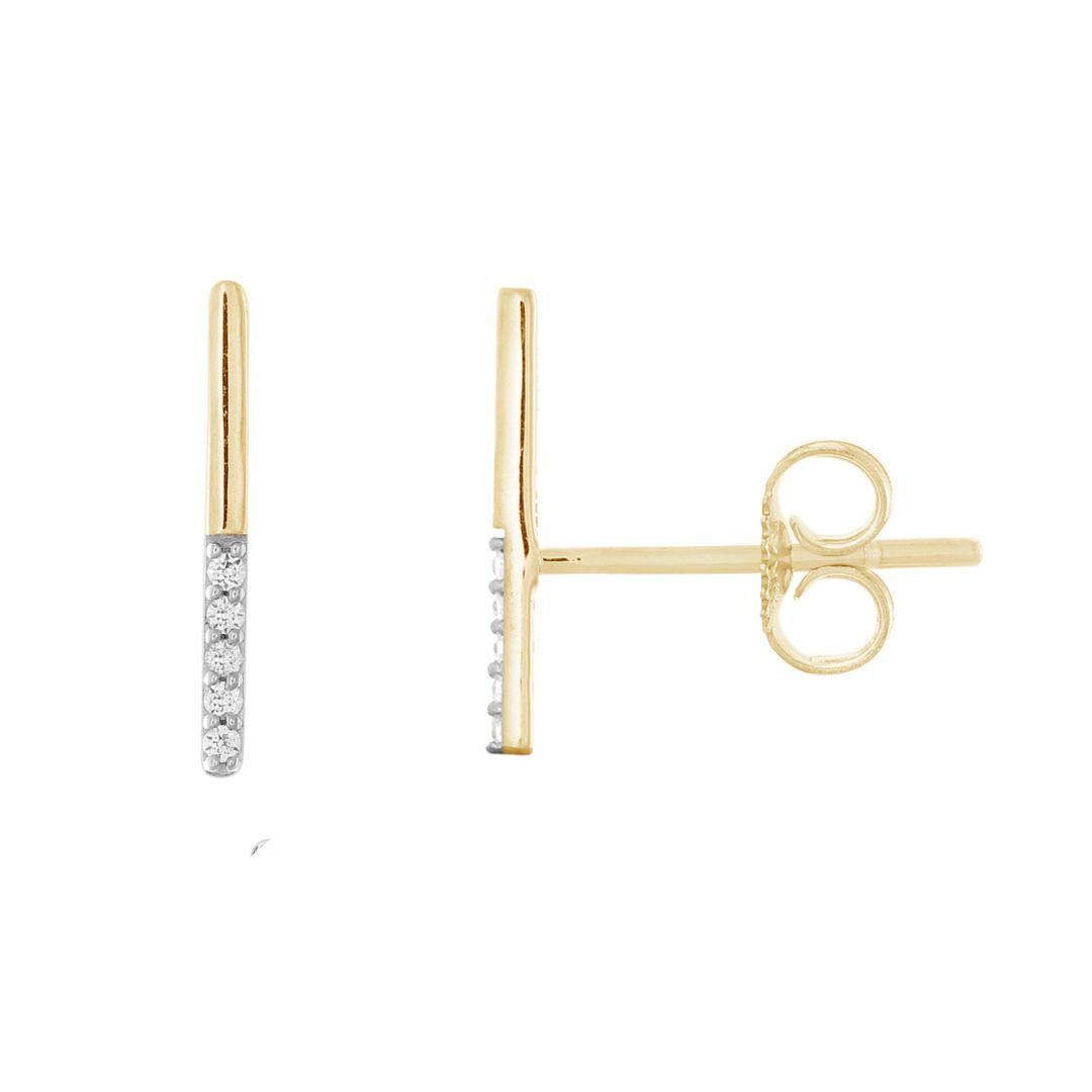 Alessandra Bettini® 0.05 Cttw Rundschnitt Natürlicher Mini Diamant Ohrstecker | Akzent Petite Single Line Ohrring Push Back 10K Gelbgold von ALESSANDRABETTINIINC