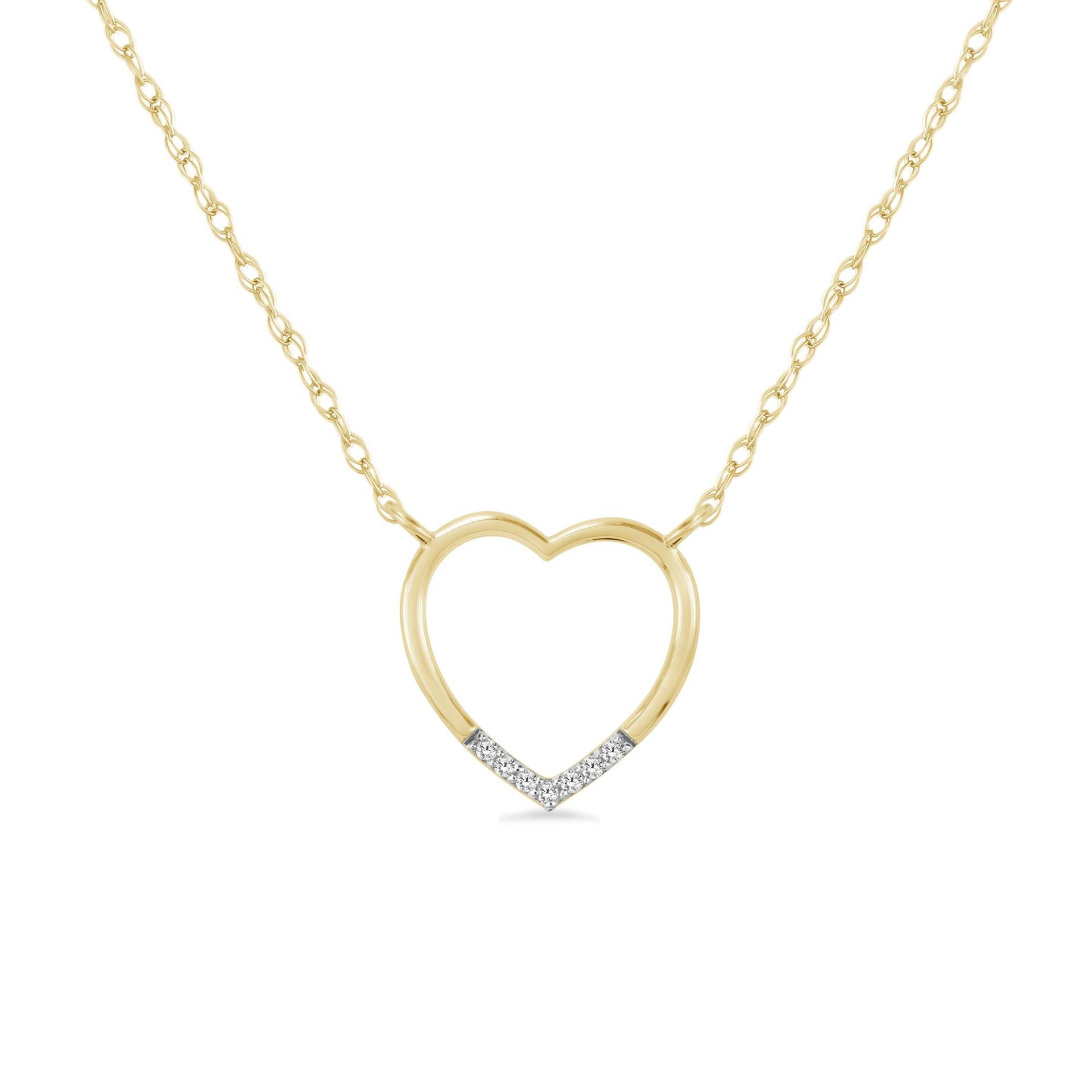 Alessandra Bettini® Damen Herz Anhänger Halskette | 0, 02 Cttw Naturdiamant Im Rundschliff 10K Gelbgold Massiv von ALESSANDRABETTINIINC