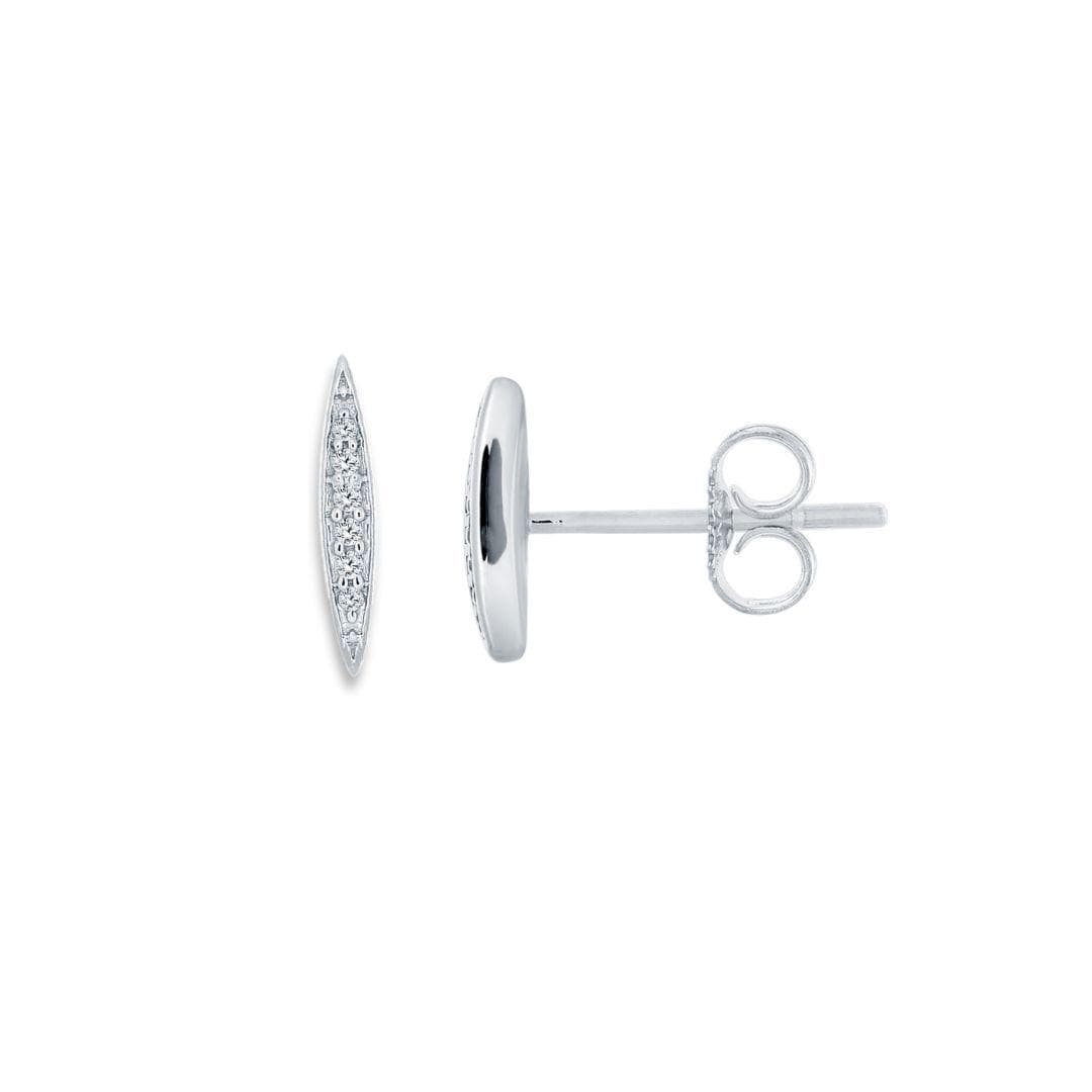 Alessandra Bettini® Damen Ohrstecker 0.03 Cttw Diamant Im Rundschliff, Akzent Navette-Form Ohrringe 10K Weißgold von ALESSANDRABETTINIINC