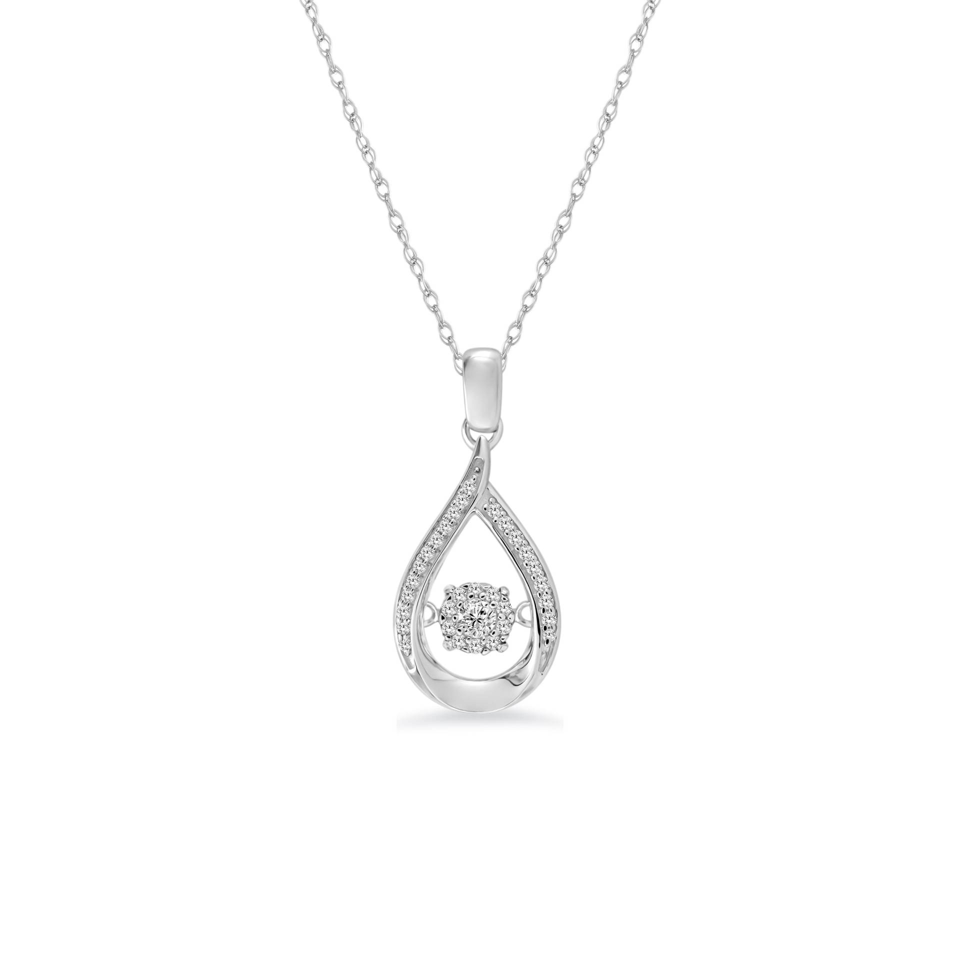 Alessandra Bettini® Damen Teardrop Anhänger, 0, 16Ctw Naturdiamant Ij | I2-I3 Klarheit Anhänger/Halskette Mit 18 "Kette 925 Sterling Silber von ALESSANDRABETTINIINC