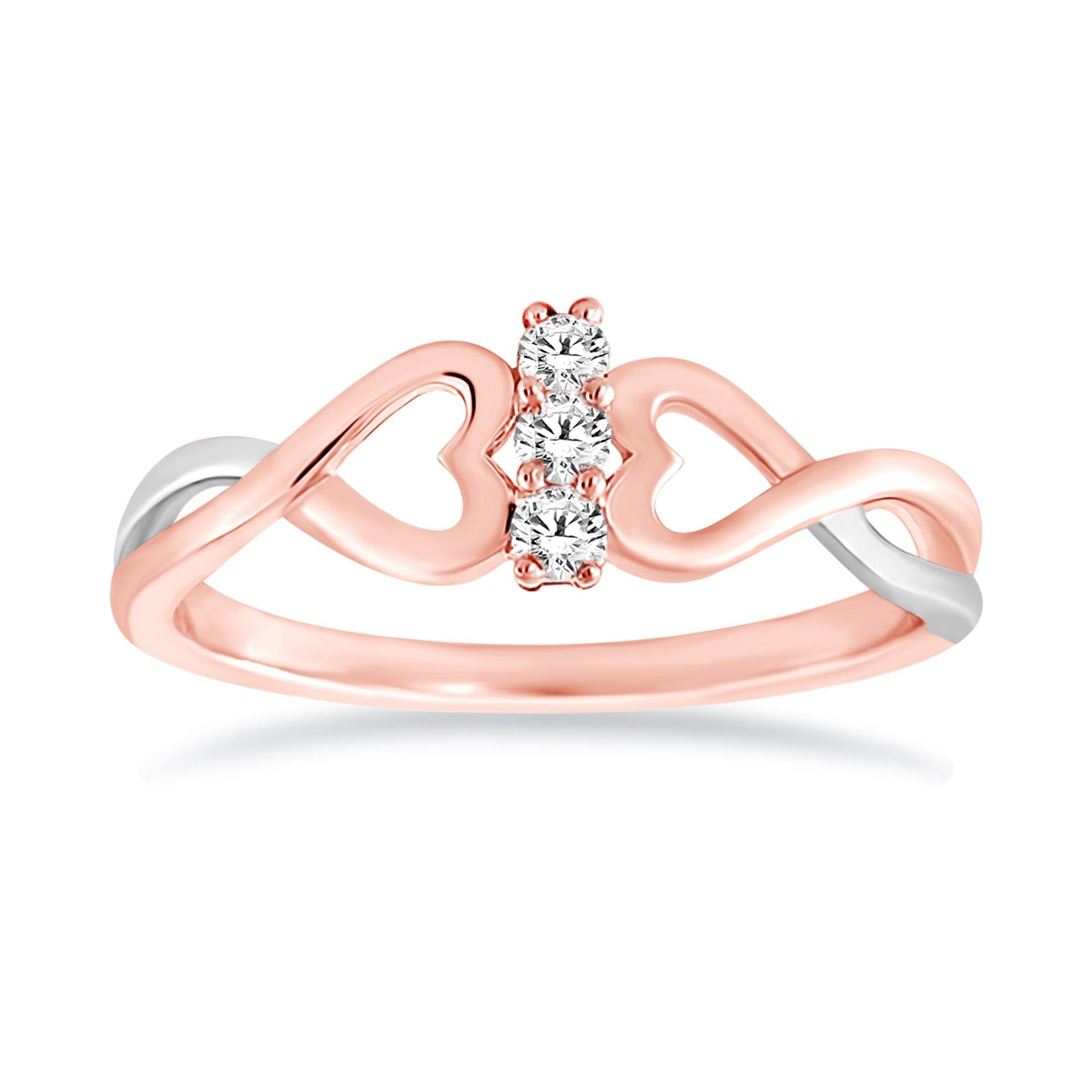 Alessandra Bettini® Drei Stein Verlobungsring | 1/10 Cttw Runder Diamant | G-H Farbe, I3 Klarheit Ehering 10K Zweifarbiges Gold von ALESSANDRABETTINIINC