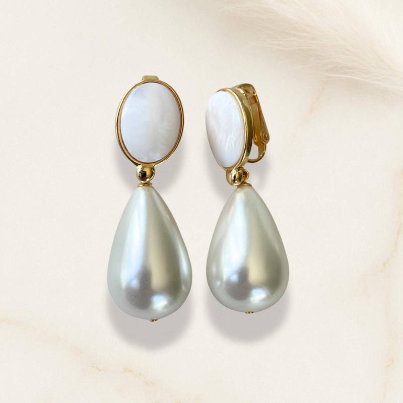 Clip-Ohrringe Amélie Mit Perlmutt & Shell-Perlen - 2-In-1 Oder Ohne Anhänger Tragbar. Wandelbar Ohrlöcher von ALESSANDRASCHMIDT1