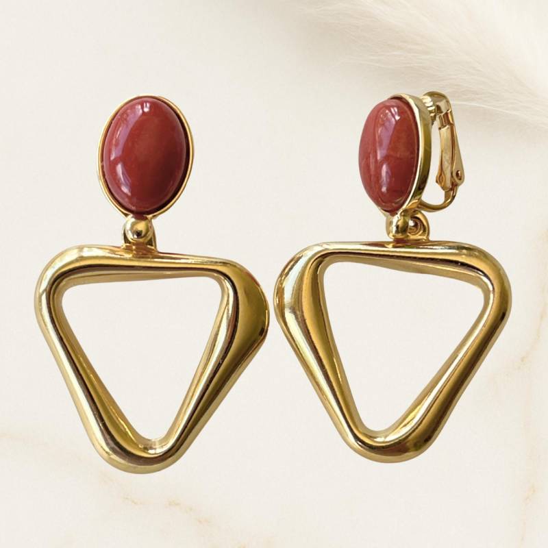 Clip-Ohrringe Aurelie Mit Howlita Coral - 2-In-1 Oder Ohne Anhänger Tragbar. Modern, Wandelbar & Ohrlöcher von ALESSANDRASCHMIDT1