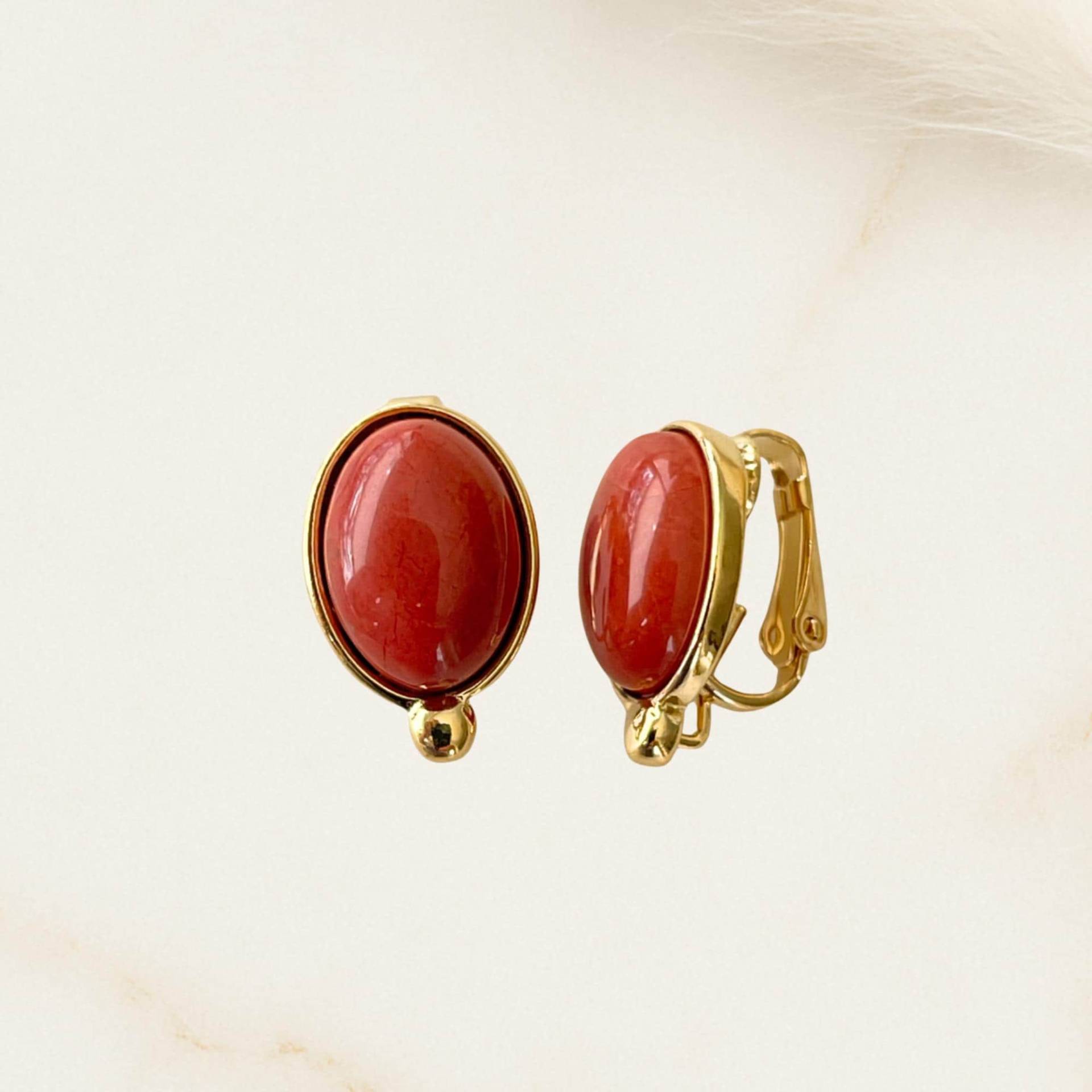 Clip-Ohrringe Chiara Mit Howlith Coral - Elegant & Bequem Ohne Ohrlöcher von ALESSANDRASCHMIDT1