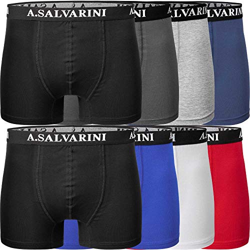 A. Salvarini Boxershorts Herren Unterhose Boxershort 8er Set Bunt mit Schachtel [AS-195-Mehrfarbig-Gr.S] von ALESSANDRO SALVARINI