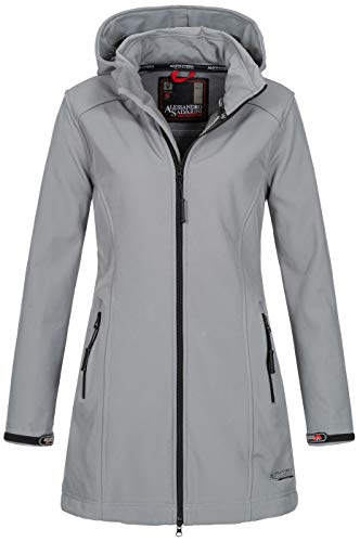 A. Salvarini Damen Softshell Jacke wasserabweisend Outdoor lang AS-131 [AS-131-Hellgrau-Gr.L] von ALESSANDRO SALVARINI