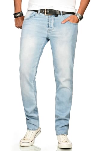 ALESSANDRO SALVARINI Herren Slim Fit Jeans Hose Denim Stretch-Jeans Jeanshose Washed [AS-170M1-Hellblau Washed-W36 L36] von ALESSANDRO SALVARINI