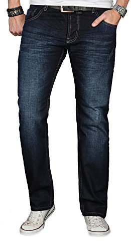 A. Salvarini Designer Herren Jeans Hose Jeanshose Regular Comfort gerades Bein, 36W / 34L, Night Blue von ALESSANDRO SALVARINI