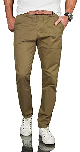 A. Salvarini Herren Designer Business Chino Hose Chinohose Regular Fit AS-095 [AS-095 - Olive - W30 L34] von ALESSANDRO SALVARINI