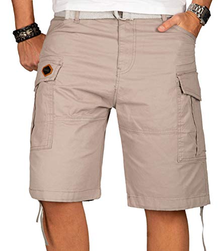 A. Salvarini Herren Designer Cargo Shorts Cargoshorts Kurze Hose Gürtel AS-133 [AS-133-Hellgrau-W30] von ALESSANDRO SALVARINI