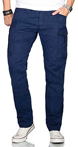 A. Salvarini Herren Designer Cargohose Stretch Cargo Chino Stoff Hose AS-032 [AS-032-Dunkelblau-W29 L32] von ALESSANDRO SALVARINI