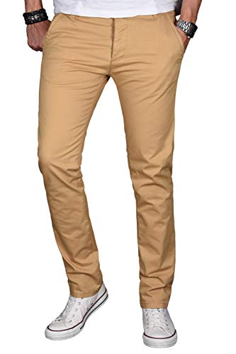 A. Salvarini Herren Designer Chino Stretch Stoff Hose Chinohose Regular Slim mit Elasthananteil AS024 [AS-024-Beige-W30 L32] von ALESSANDRO SALVARINI