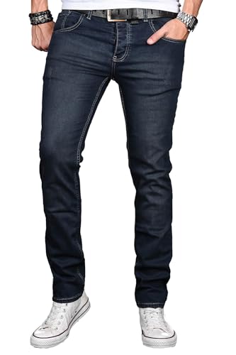 A. Salvarini Herren Designer Jeans Hose Stretch Basic Jeanshose Regular Slim [AS047 - W30 L32], Indigo Blue von ALESSANDRO SALVARINI