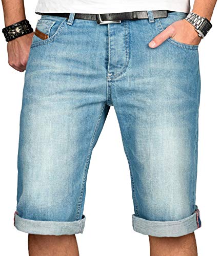 A. Salvarini Herren Designer Jeans Short Kurze Hose Comfort Fit Sommer Bermuda AS-230 [AS-230-Hellblau-W34] von ALESSANDRO SALVARINI