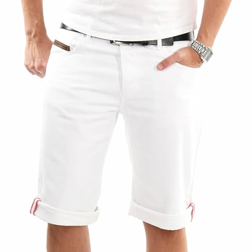 A. Salvarini Herren Designer Jeans Short Kurze Hose Comfort Fit Sommer Bermuda AS-234 [AS-234-Weiss-W38] von ALESSANDRO SALVARINI