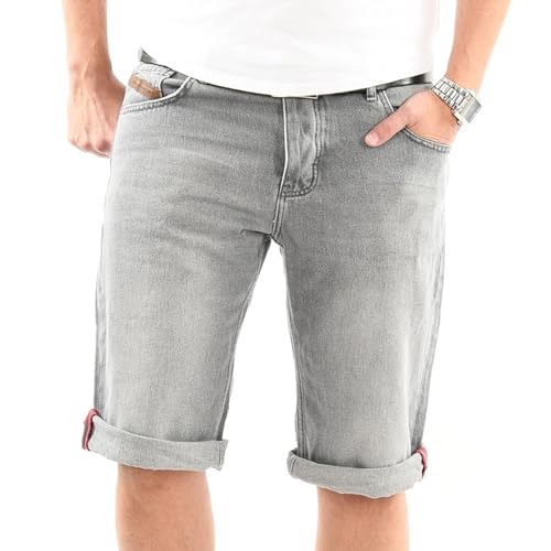 A. Salvarini Herren Designer Jeans Short Kurze Hose Comfort Fit Sommer Bermuda AS-235 [AS-235-Grau-W38] von ALESSANDRO SALVARINI