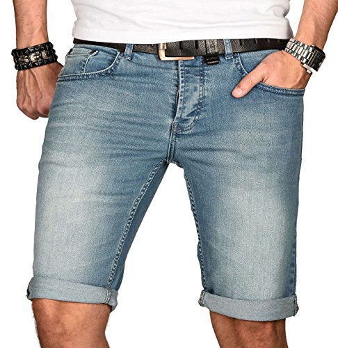 A. Salvarini Herren Designer Jeans Short Kurze Hose Slim Sommer Shorts Bermuda, Hellblau, W31 von ALESSANDRO SALVARINI