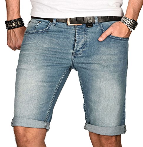 A. Salvarini Herren Designer Jeans Short Kurze Hose Slim Sommer Shorts Bermuda, Hellblau, W32 von ALESSANDRO SALVARINI