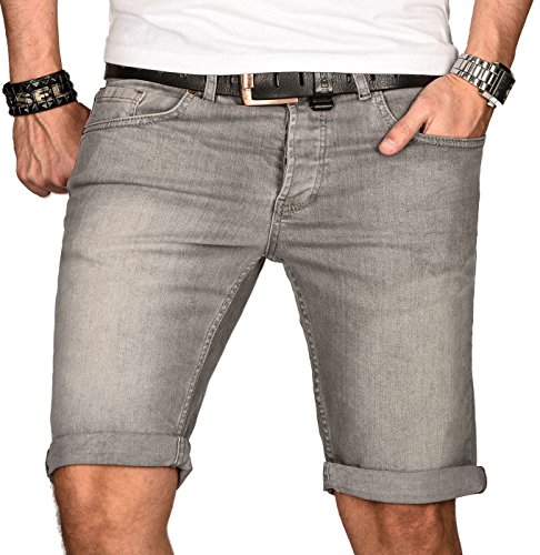 A. Salvarini Herren Designer Jeans Short Kurze Hose Slim Sommer Shorts Bermuda, Hellgrau, W31 von ALESSANDRO SALVARINI