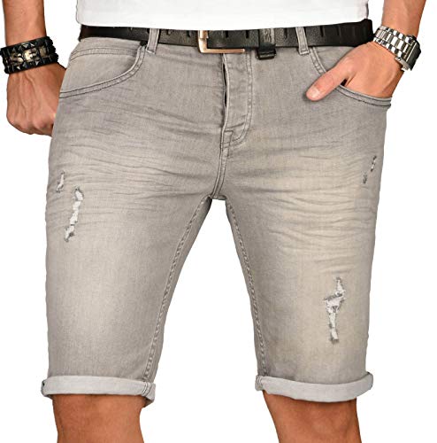 A. Salvarini Herren Designer Jeans Short Kurze Hose Slim Sommer Shorts Washed [AS-149-W29] von ALESSANDRO SALVARINI