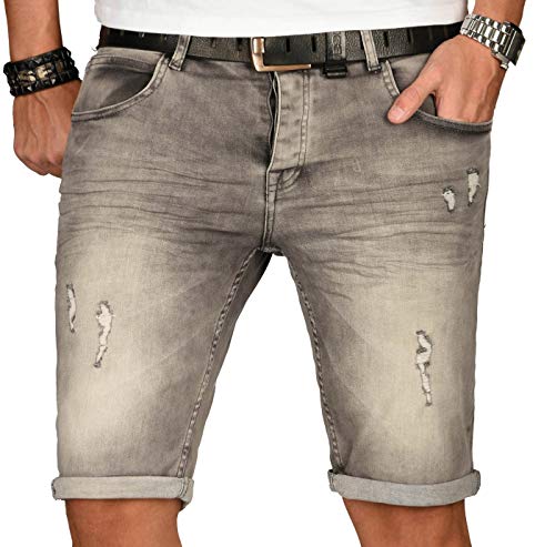 A. Salvarini Herren Designer Jeans Short Kurze Hose Slim Sommer Shorts Washed [AS-150-W29] von ALESSANDRO SALVARINI