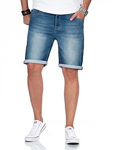 A. Salvarini Herren Jeans Shorts Kurze Hose mit Stretch Jeansshort 5 Pocket Blau [AS365 - Blau - W36] von ALESSANDRO SALVARINI