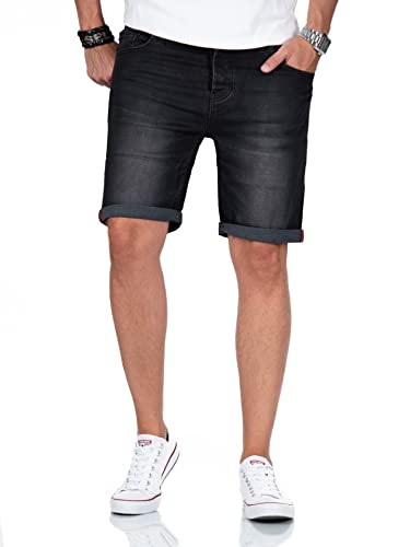 A. Salvarini Herren Jeans Shorts Kurze Hose mit Stretch Jeansshort 5 Pocket Schwarz [AS369 - Schwarz - W36] von ALESSANDRO SALVARINI