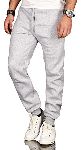 A. Salvarini Herren Jogginghose Trainingshose Sporthose Hose Jogger AS070 [AS-070-Hellgrau-Gr.S] von ALESSANDRO SALVARINI