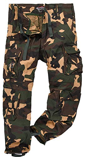 A. Salvarini Herren Outdoor Cargohose Cargo Hose Stoff lang viele Taschen AS078 [AS-078-Camo-W32-L32] von ALESSANDRO SALVARINI