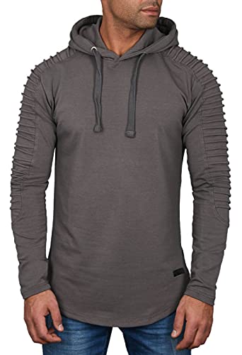 A. Salvarini Herren Pullover Langarm Sweatshirt Kapuzen Hoodie Biker AS038 [AS-038b-Dunkelgrau-Gr.L] von ALESSANDRO SALVARINI