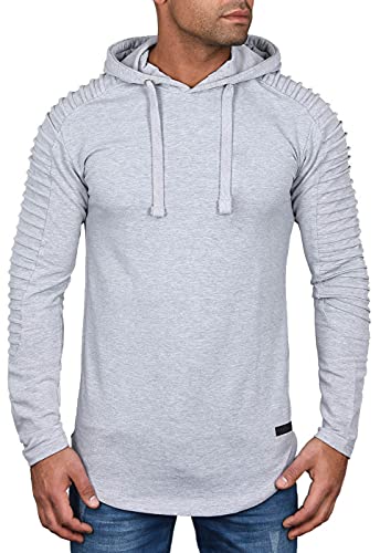 A. Salvarini Herren Pullover Langarm Sweatshirt Kapuzen Hoodie Biker AS038 [AS-038b-Hellgrau-Gr.L] von ALESSANDRO SALVARINI