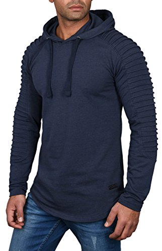 A. Salvarini Herren Pullover Langarm Sweatshirt Kapuzen Hoodie Biker AS038 [AS-038b-Navy-Gr.L] von ALESSANDRO SALVARINI