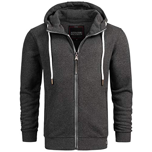 ALESSANDRO SALVARINI Herren Sweatjacke (S-3XL) mit Kapuze - Leicht, Atmungsaktiv, Kapuzenpullover mit Reißverschluss Männer - AS-296 DGrau Large ALESSANDRO SALVARINI Herren Sweatjacke (S-3XL) mit Kapuze - Leicht, Atmungsaktiv, Kapuzenpullover mit Reißverschluss Männer - AS-296 DGrau Large von ALESSANDRO SALVARINI