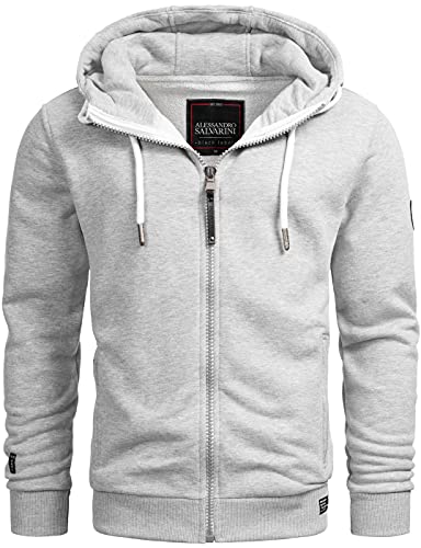 A. Salvarini Herren Sweatjacke Kapuzenpullover Jacke Kapuze Hoodie Sweater AS296 [AS-296-Hellgrau-Gr.3XL] von ALESSANDRO SALVARINI