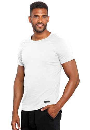 A. Salvarini Herren T-Shirt Kurzarm Sommer Shirts Basic V-Ausschnitt V-Neck Rundhals [AS-076-Weiss-Gr.XL] von ALESSANDRO SALVARINI