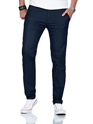 A. Salvarini Karierte Herren Leichte Chino Stoff Hose Stretch Regular Chinohose AS370 Blau W40 L34 von ALESSANDRO SALVARINI