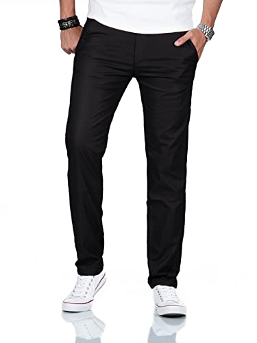 A. Salvarini Karierte Herren Leichte Chino Stoff Hose Stretch Regular Chinohose AS370 Schwarz W33 L30 von ALESSANDRO SALVARINI