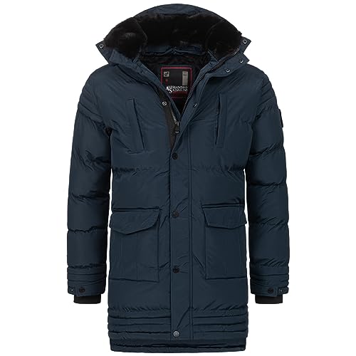 ALESSANDRO SALVARINI Warme Herren Designer Winter Jacke Parka lang AS285 [AS-285-Navy-Gr.3XL] von ALESSANDRO SALVARINI