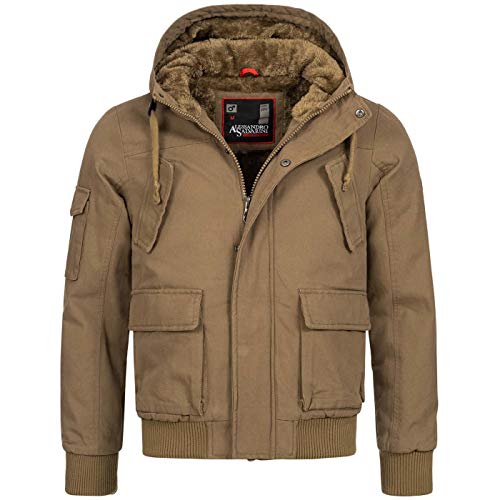 ALESSANDRO SALVARINI Herren Designer warme Winter Jacke Teddyfell gefüttert Winterjacke [AS-139-Camel-Gr.S] von ALESSANDRO SALVARINI