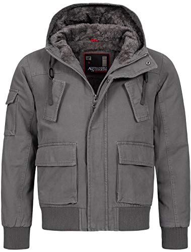 ALESSANDRO SALVARINI Herren Designer warme Winter Jacke Teddyfell gefüttert Winterjacke [AS-139-Dunkelgrau-Gr.XL] von ALESSANDRO SALVARINI