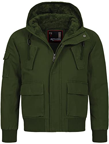 A. Salvarini warme Herren Designer Winter Jacke Teddyfell gefüttert Winterjacke [AS-139-Grün-Gr.S] von ALESSANDRO SALVARINI