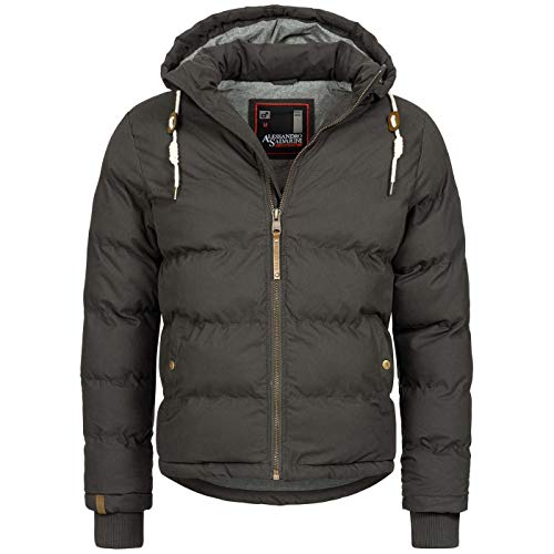 ALESSANDRO SALVARINI warme Herren Designer Winter Jacke Winterjacke Steppjacke Stepp gefüttert [AS-282-Dunkelgrau-Gr.L] von ALESSANDRO SALVARINI