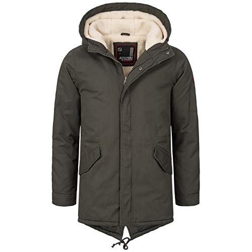 A. Salvarini warme Herren Designer Winter Parka Teddyfell gefüttert Winterjacke [AS-138-Dunkelgrau-Gr.3XL] von ALESSANDRO SALVARINI