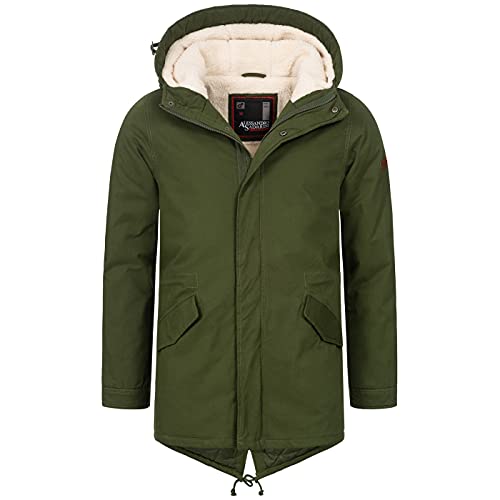 A. Salvarini warme Herren Designer Winter Parka Teddyfell gefüttert Winterjacke [AS-138-Gruen-Gr.3XL] von ALESSANDRO SALVARINI