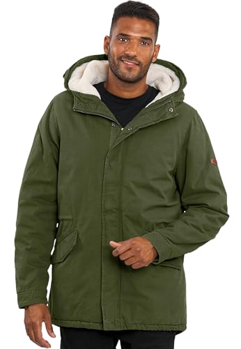 ALESSANDRO SALVARINI Herren Winterjacke (S-3XL) - 100% Baumwolle Obermaterial, Teddyfell innen komplett, Warme Jacke Männer - AS-138 Grün Small von ALESSANDRO SALVARINI