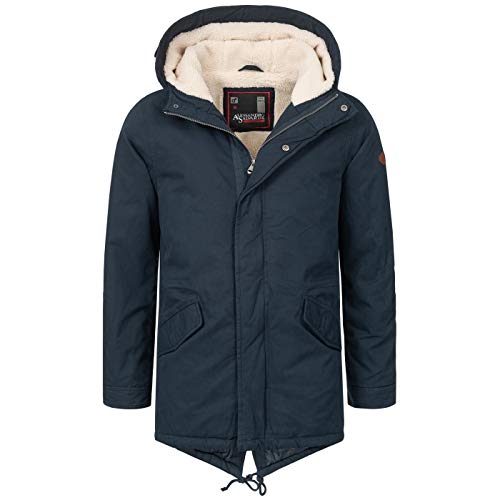 A. Salvarini warme Herren Designer Winter Parka Teddyfell gefüttert Winterjacke [AS-138-Navy-Gr.3XL] von ALESSANDRO SALVARINI